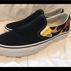 Vans classic slip on flames